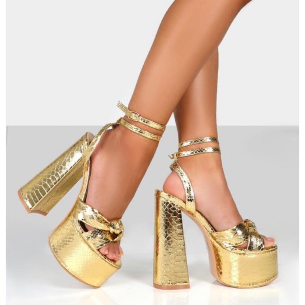 Public Desire  Gold Metallic Platform Sandals